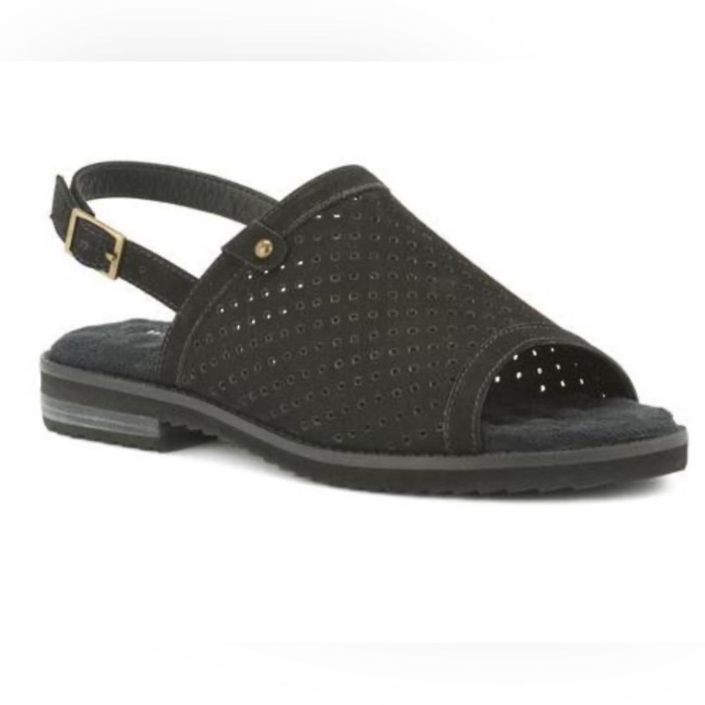 Walking Cradle Juliette Black Nubuck Sandal Sz 8
